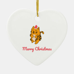 Merry Christmas Tiger Ceramic Tree Decoration