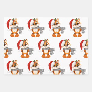 Merry Christmas tiger cute Wrapping Paper Sheet