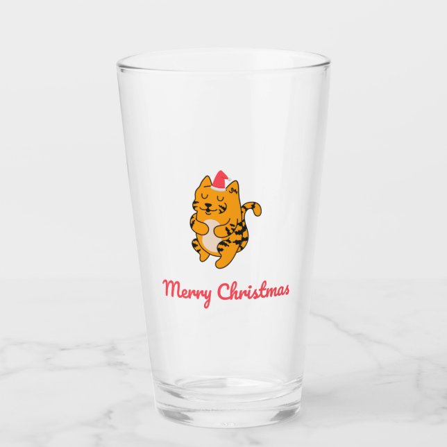 Merry Christmas Tiger Glass (Front)