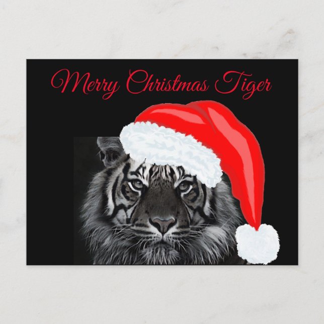 Merry Christmas Tiger Postcard (Front)