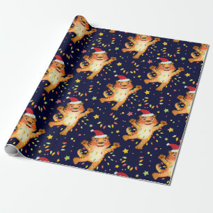 Merry Christmas Tiger Santa Wrapping Paper