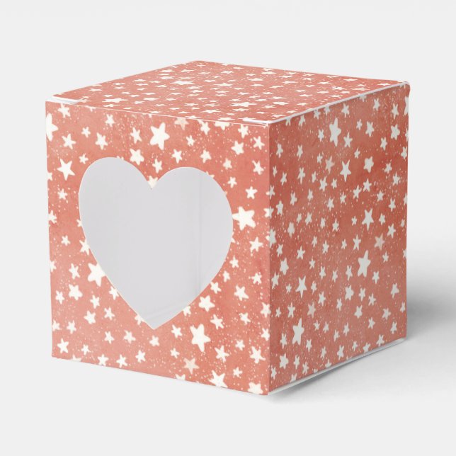 Merry Christmas Tiny White Stars Twinkling on Red Favour Box (Front Side)