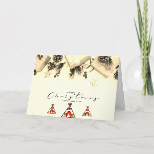 Merry Christmas Tipi Sepia Greeting Card