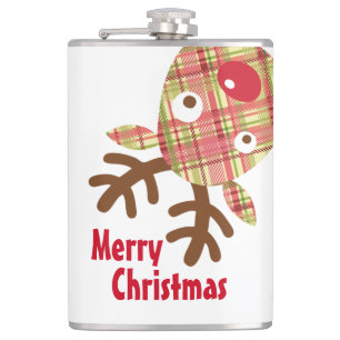 Merry Christmas Tipsy Reindeer Hip Flask
