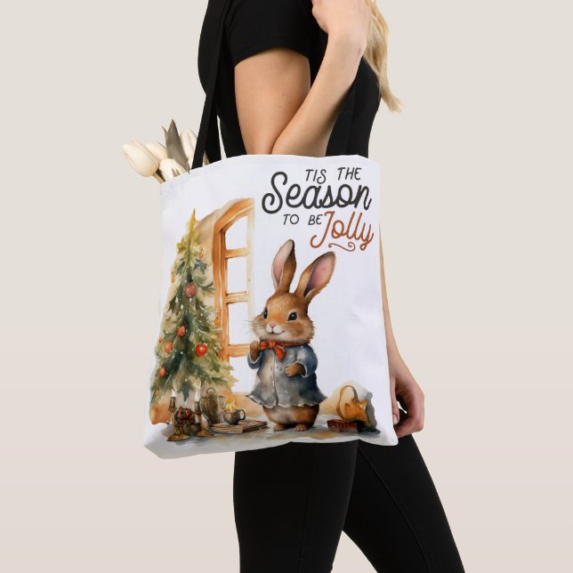 Merry Christmas 'Tis the Season to be Jolly Tote Bag (Close Up)