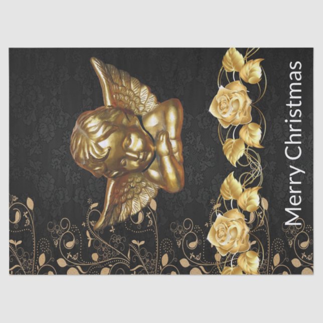 Merry Christmas Tissue Paper Gold Angel (Front)