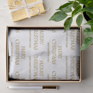 Merry Christmas Tissue Paper in Gold & White