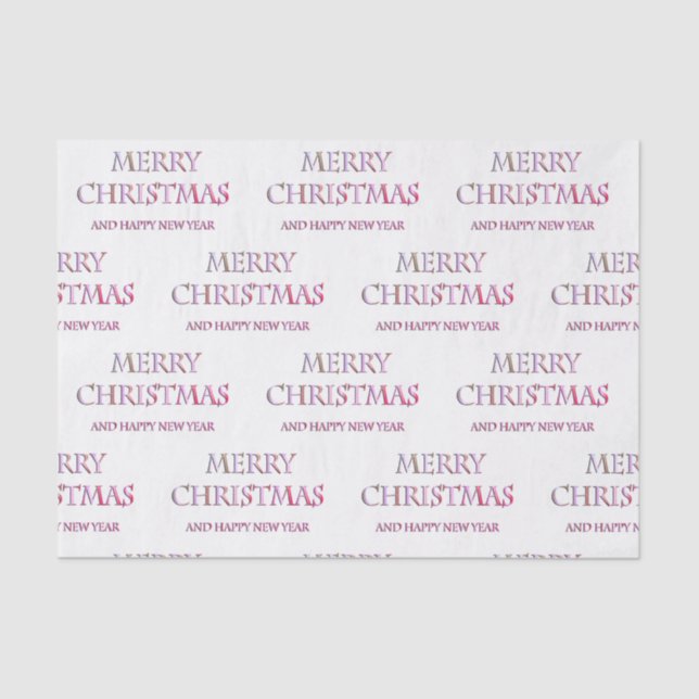 Merry Christmas Tissue Paper in Pinks & White (Front)
