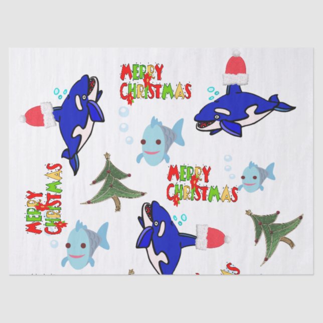 Merry Christmas Tissue Paper Shark Fish  (Front)