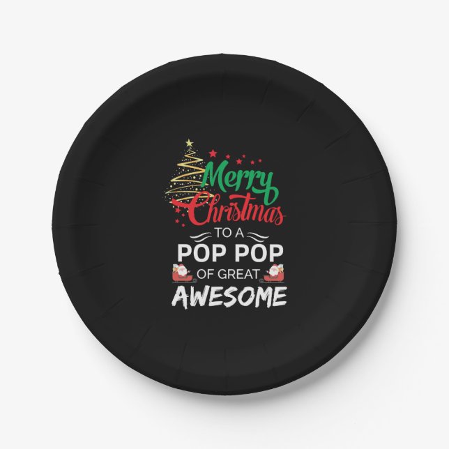 Merry Christmas to a Pop Pop of Great Awesome Paper Plate (Front)