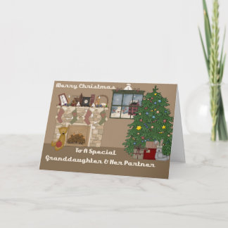 Merry Christmas To A Special Granddaughter Partner Holiday Card