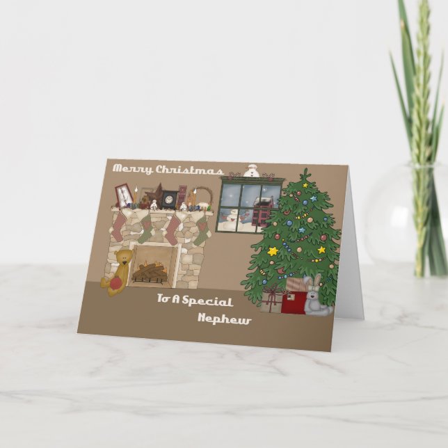 Merry Christmas To A Special Nephew Holiday Card (Front)