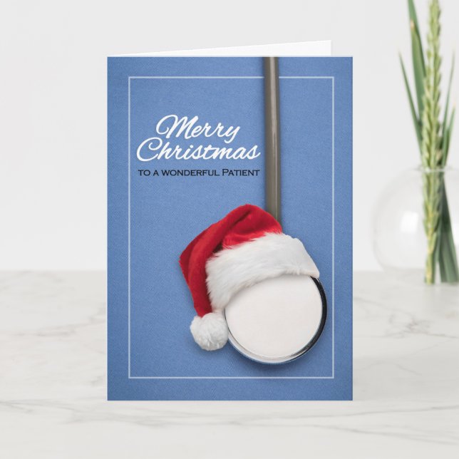 Merry Christmas to a Wonderful Patient Stethoscope Holiday Card (Front)