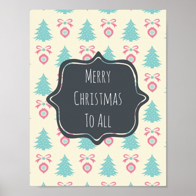 Merry Christmas To All Christmas Pattern Poster (Front)