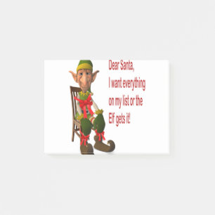 Merry christmas to all. elf held to ransom letter post-it notes