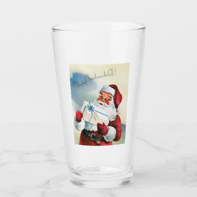 Merry Christmas to All (Vintage Santa Claus)  Glass (Front)
