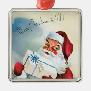 Merry Christmas to All (Vintage Santa Claus) Metal Tree Decoration