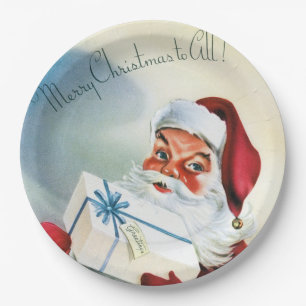Merry Christmas to All (Vintage Santa Claus) Paper Plate