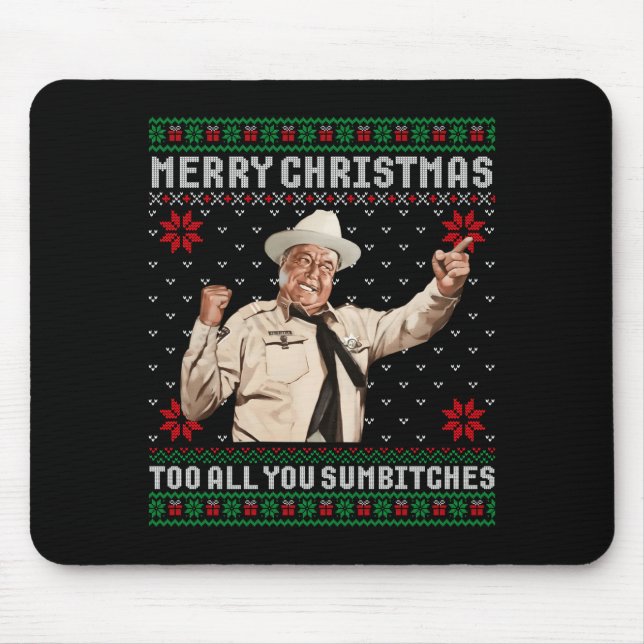Merry Christmas To All You Sumes Ugly Sweater Vint Mouse Mat (Front)