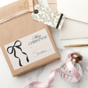 Merry Christmas To And From Customisable Name Bow Rectangular Sticker