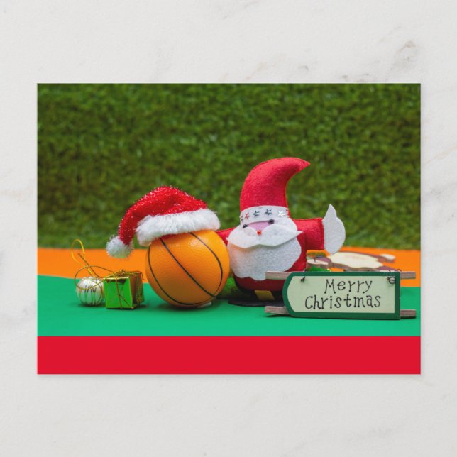 Merry Christmas to Basketball Player with Santa Postcard (Front)