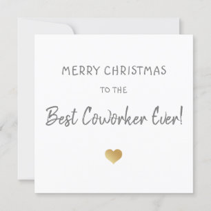 merry Christmas to best coworker/boss gold heart Holiday Card