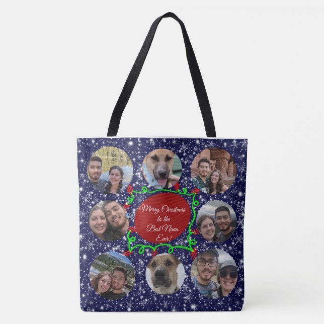 Merry Christmas to Best nana,16 Photos, #2 Tote Bag (Front)