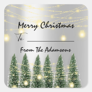 Merry Christmas To..From Family Name Holidays Tree Square Sticker