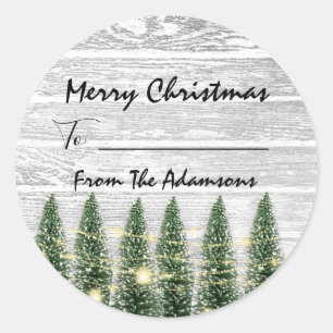 Merry Christmas To..From Name Holidays Tree Farm Classic Round Sticker
