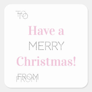 Merry Christmas To From Pink Typography gift tag