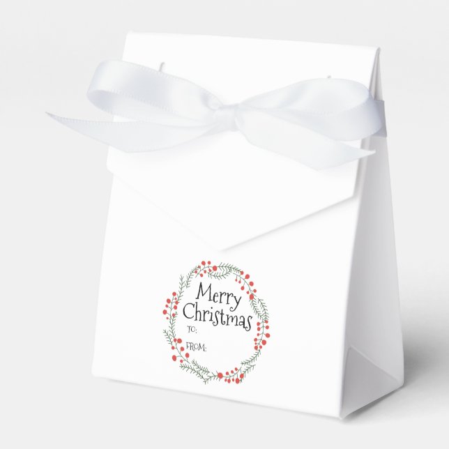 Merry Christmas to from rustic wreath border cute Favour Box (Front Side)