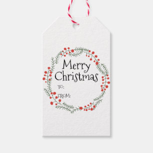 Merry Christmas to from rustic wreath frame cute Gift Tags