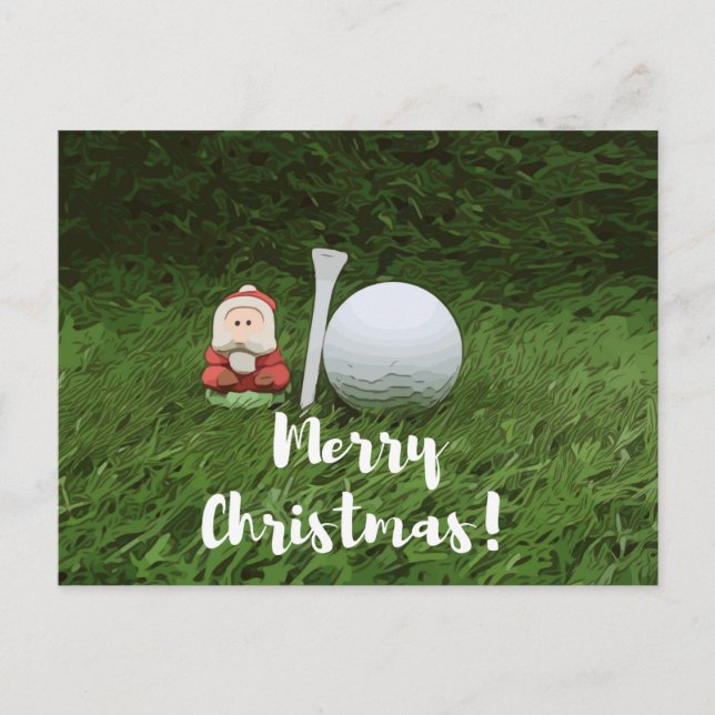Merry Christmas to golfer with golf ball and Santa Postcard (Front)