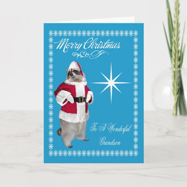 Merry Christmas To Grandson Greeting Card (Front)