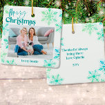 Merry Christmas to my Bestie Green Photo Ceramic Ornament<br><div class="desc">Personalise this elegant Christmas ornament as a gift for your bestie (or whoever you wish) as a keepsake for one of your best friends - or customise for a relative, a new baby or just to share a lovely photo. The template is set up for you to add your favourite...</div>