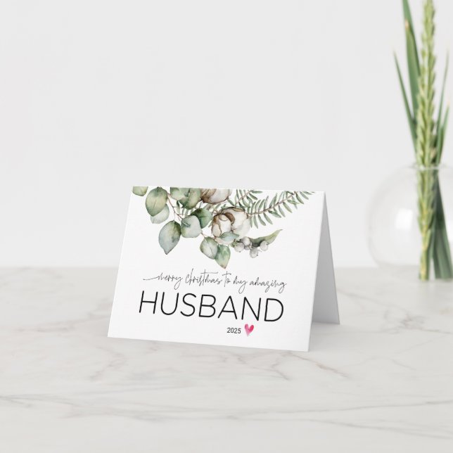 Merry Christmas to My Husband From Wife Cute Xmas Card (Front)