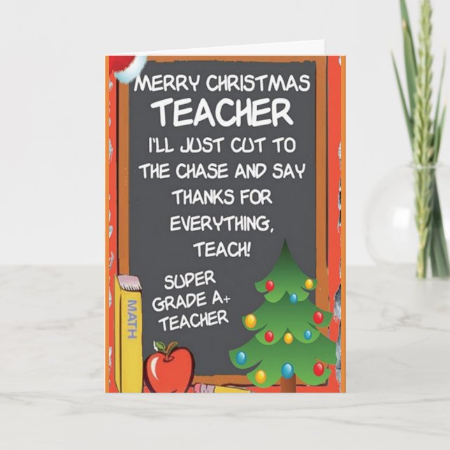 MERRY CHRISTMAS TO MY SUPER ***TEACHER*** HOLIDAY CARD (Front)