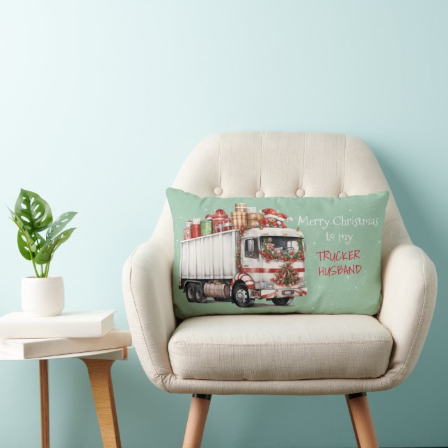 Merry Christmas to my TRUCKER HUSBAND Lumbar Cushion (Chair)