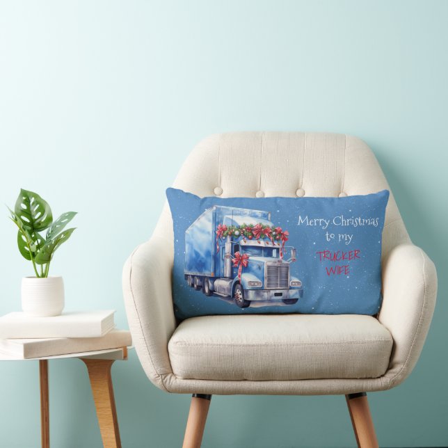 Merry Christmas to my TRUCKER WIFE Lumbar Cushion (Chair)