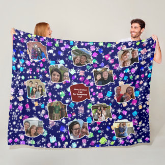 Merry Christmas to the Best Grandparents 12 Photos Fleece Blanket
