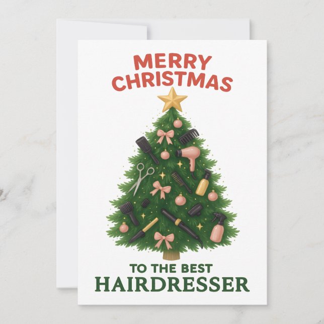 Merry Christmas To The Best Hairdresser Xmas Holiday Card (Front)