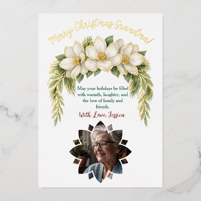 Merry Christmas to the Most Amazing Grandma Foil Holiday Card (Front)