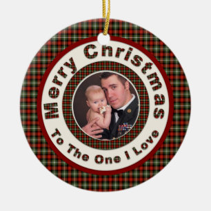 Merry Christmas to the One I Love Custom Photo Ceramic Tree Decoration