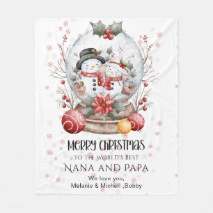 Merry Christmas To The World's Best Grandparents Fleece Blanket