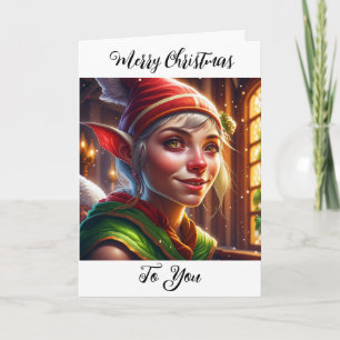 Merry Christmas To You Adorable Elf Thank You Card