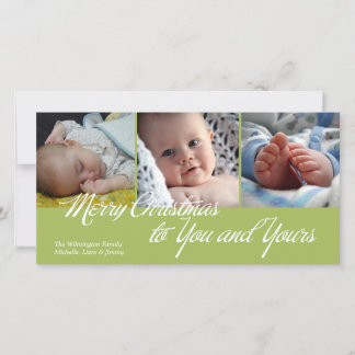 Merry Christmas to you and yours green 3 photos Holiday Card