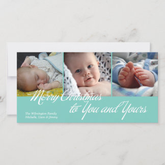 Merry Christmas to you and yours green 3 photos Holiday Card