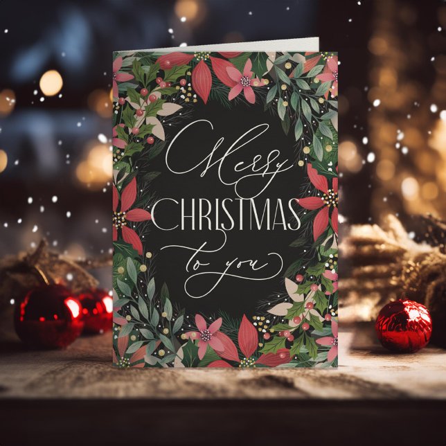 Merry Christmas to You Classic Poinsettia Card (Creator Uploaded)
