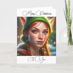 Merry Christmas To You Cute Elf Thank You Card