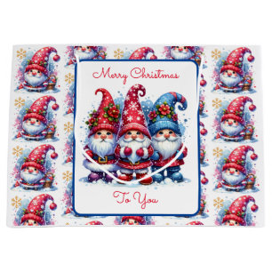 Merry Christmas To You Holiday Gnomes Large Gift Bag